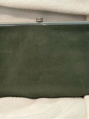 HOBO Dark Olive Green Leather Frame Clutch